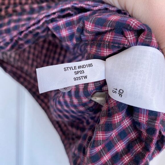 MADEWELL Flutter-Sleeve Side-Tie Wrap Top in Plaid Burnished Rose Size Medium - Picture 9 of 9